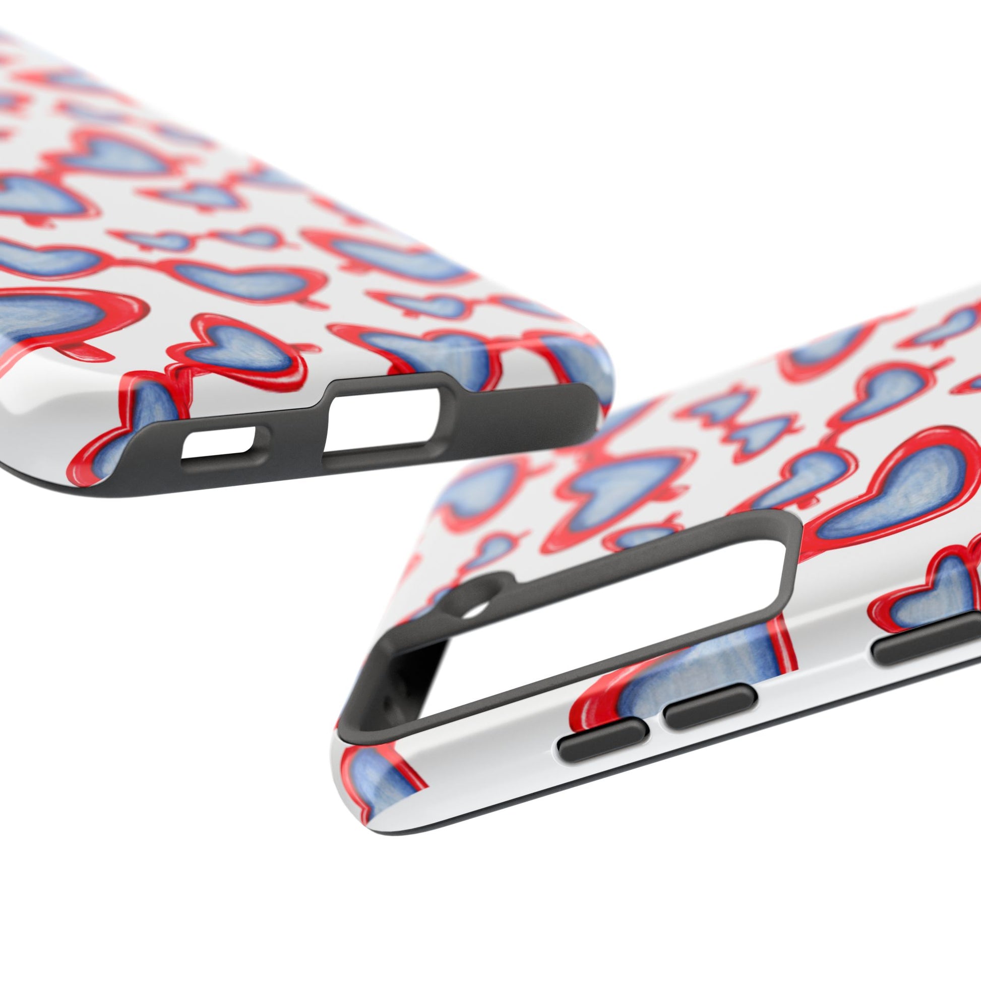 Red, White, & Blue Heart Shaped Watercolor Sunglasses Tossed Pattern Tough Phone Cases