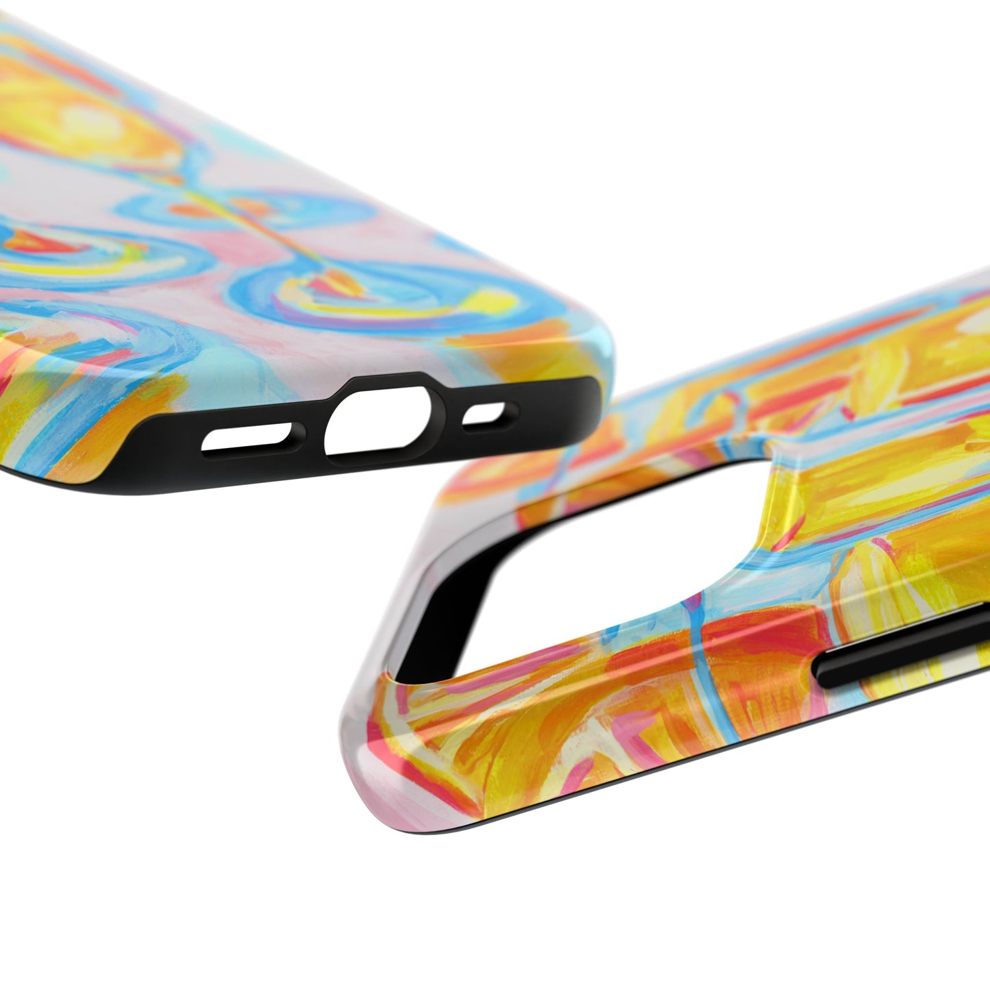 Pink Orange Mimosas Blue Champagne Flutes Abstract Acrylic Tough Phone Case | Various Models