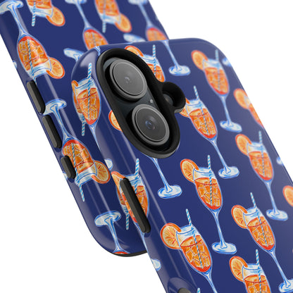 Orange & Blue Aperol Spritz Watercolor Pattern Navy Tough Case | Various Models