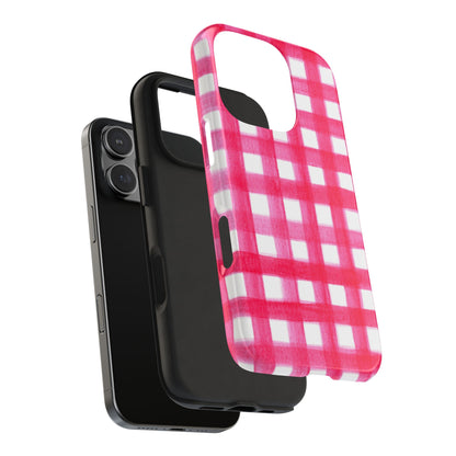 Hot Pink Gingham Watercolor Preppy Tough Phone Case | Various models