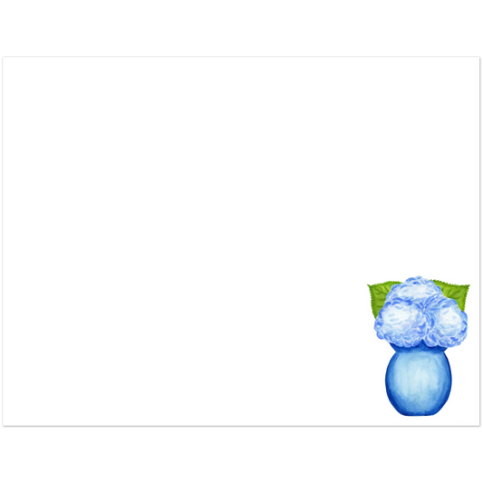 Blue Hydrangeas in a Blue VaseWatercolor Illustration | Set of 10 Cards & Envelopes | 2 Sizes 4.25x5.5″ (SM)