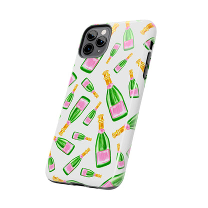 Copy of Tossed Pink and Green Watercolor Illustrated Champagne Bottles Pattern Tough Phone Case | Various Models