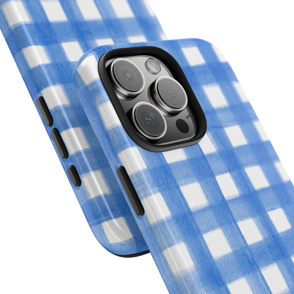 Blue Gingham Watercolor Preppy Tough Phone Case | Various models