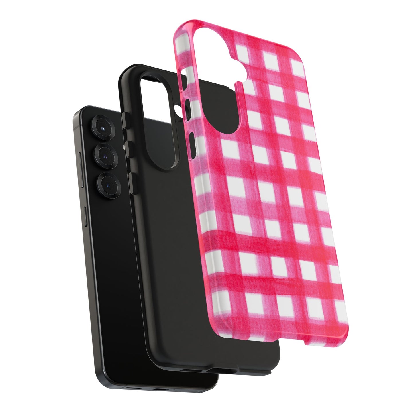 Hot Pink Gingham Watercolor Preppy Tough Phone Case | Various models