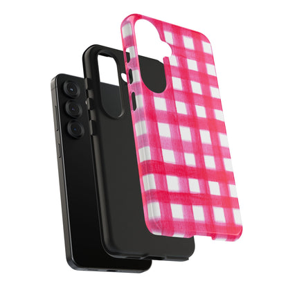 Hot Pink Gingham Watercolor Preppy Tough Phone Case | Various models