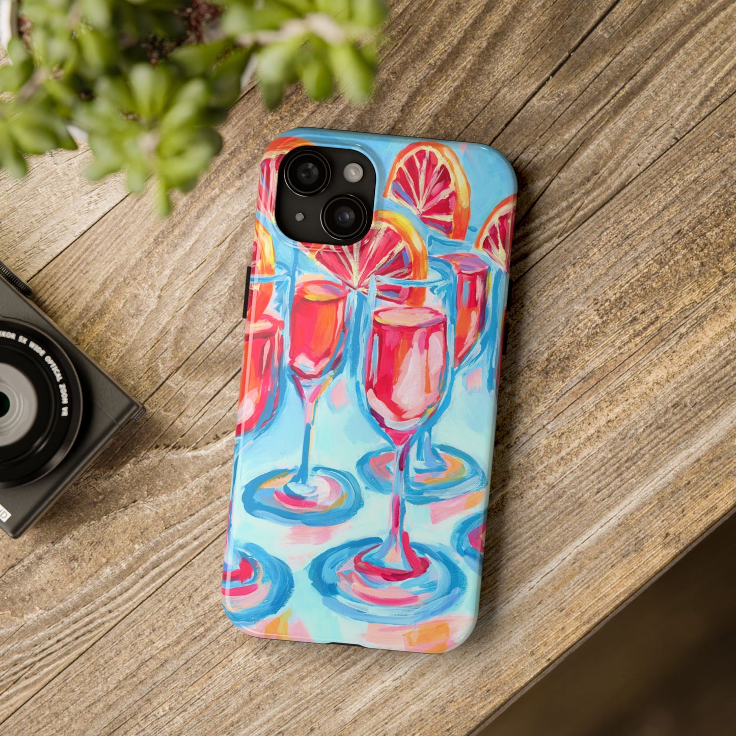 Pink Blood Orange Mimosas Blue Champagne Flute Acrylic Tough Phone Case | Various Models Available