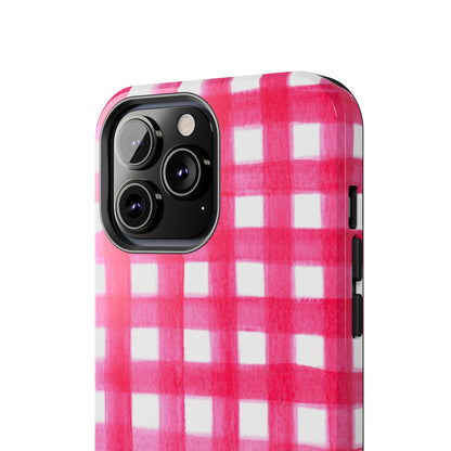 Hot Pink Gingham Watercolor Preppy Tough Phone Case | Various models