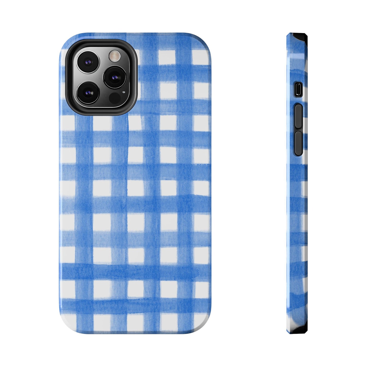 Blue Gingham Watercolor Preppy Tough Phone Case | Various models iPhone 12 Pro