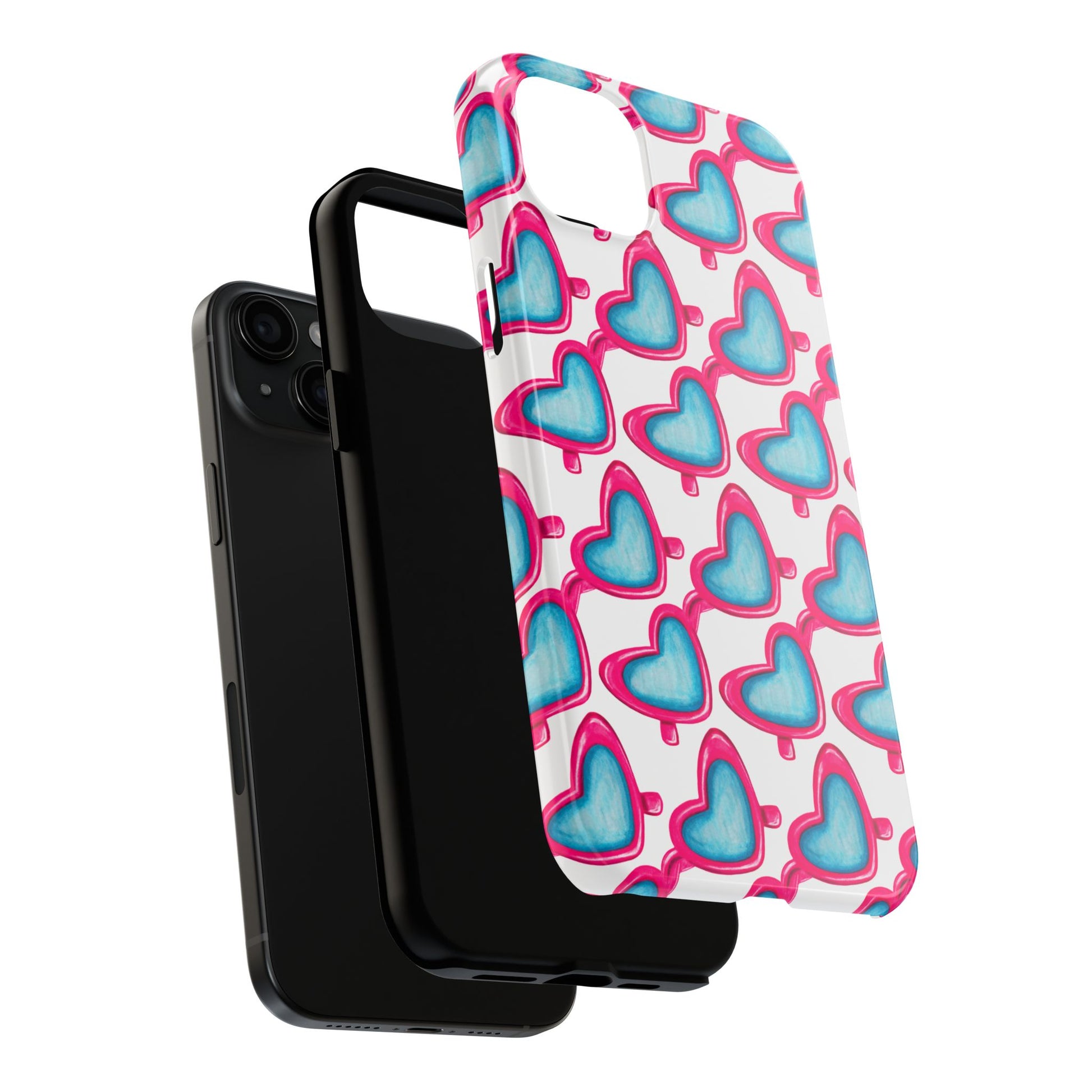 Pink Heart Shaped Sunglasses Watercolor Illustrated Tough Phone Case | Various Models