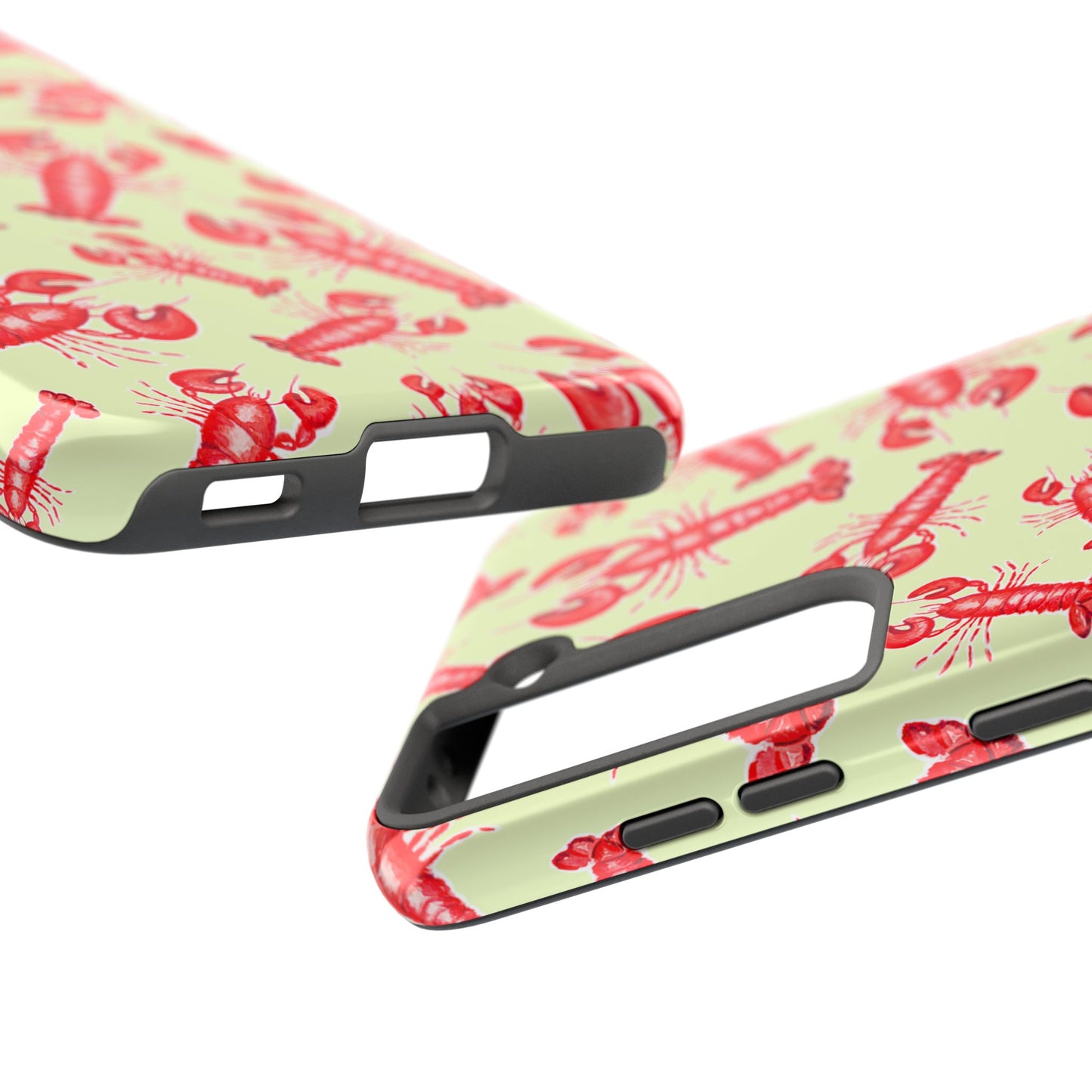 Red Lobster Watercolor Illustrated Tossed Pattern Light Yellow Tough Phone Case | Various Models