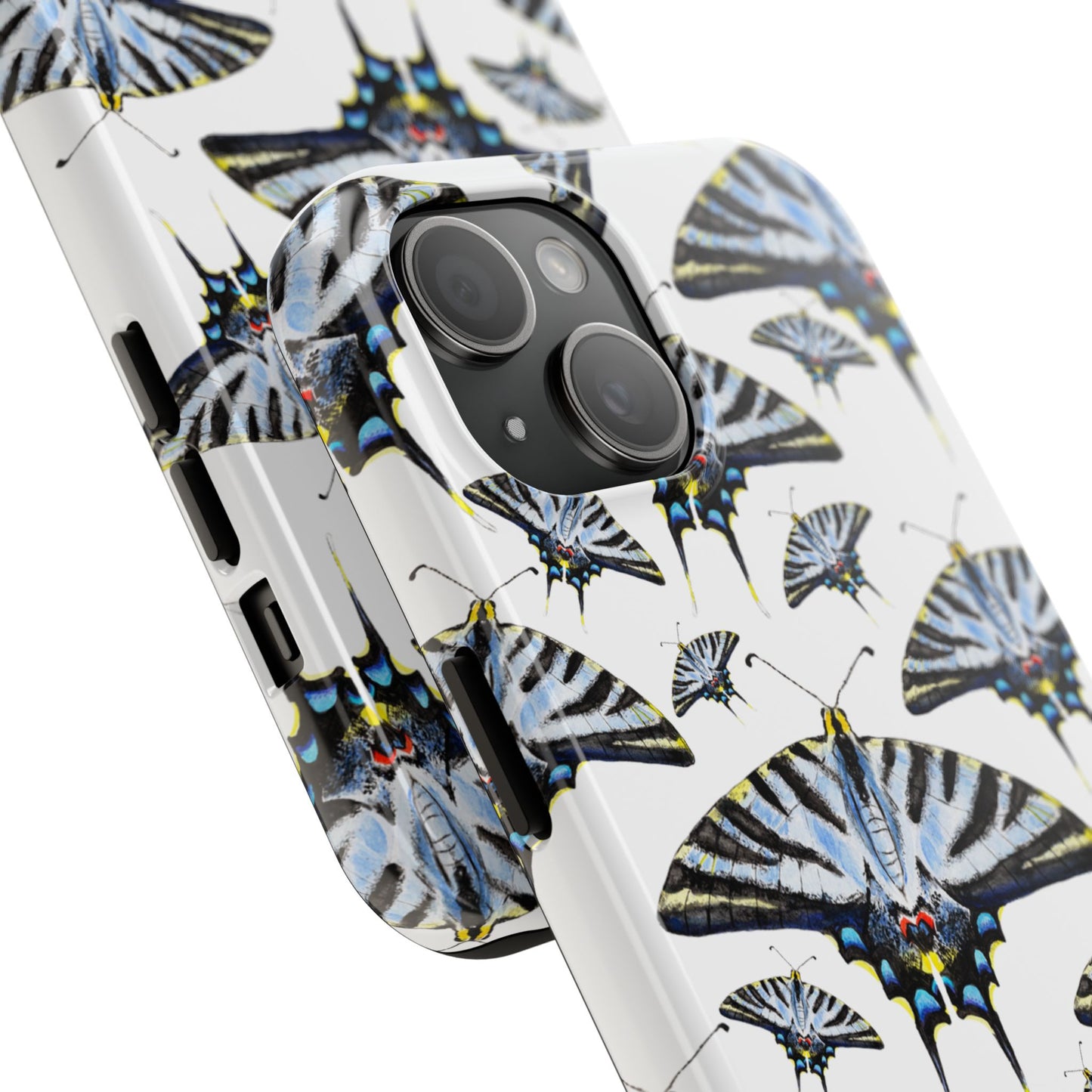 Light Blue Swallowtail Butterflies Watercolor Illustrated Pale Blue Tough Phone Case | Various Models