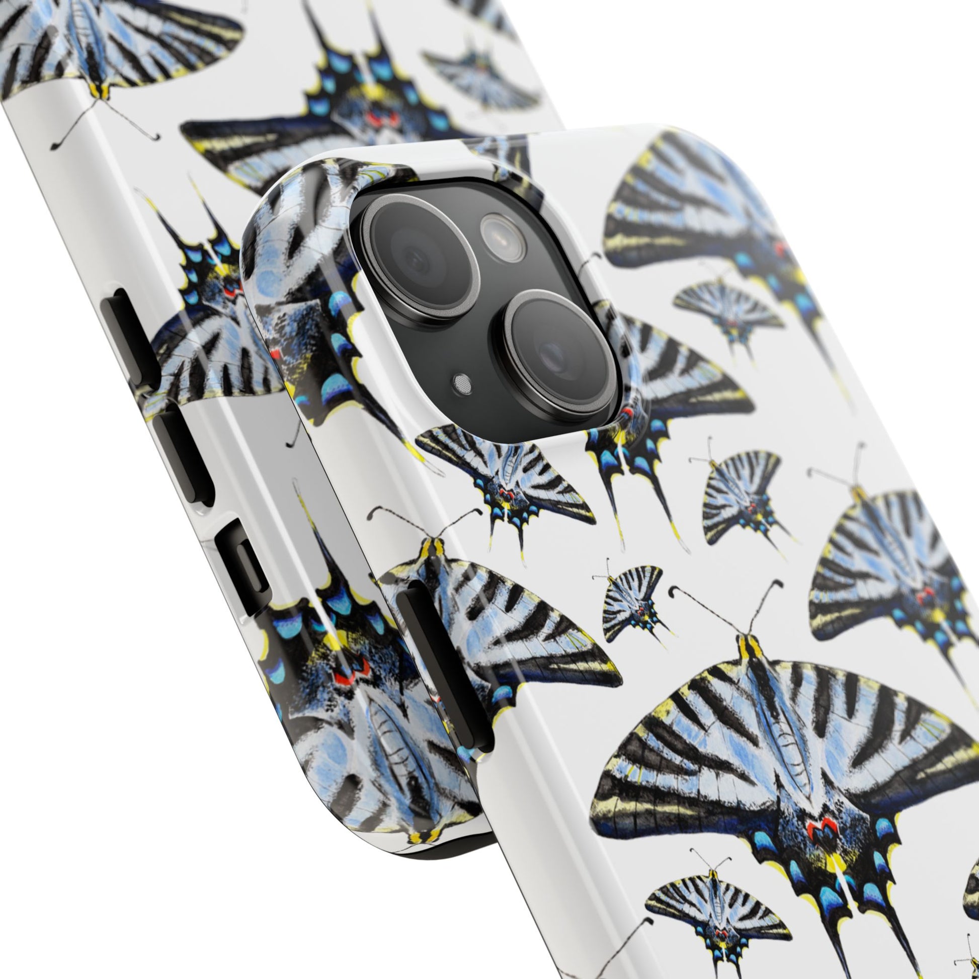 Light Blue Swallowtail Butterflies Watercolor Illustrated Pale Blue Tough Phone Case | Various Models