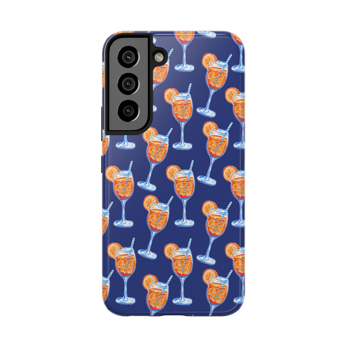 Orange & Blue Aperol Spritz Watercolor Pattern Navy Tough Case | Various Models Samsung Galaxy S22