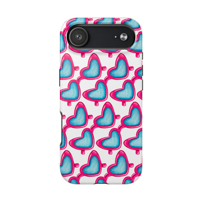 Pink Heart Shaped Sunglasses Watercolor Illustrated Tough Phone Case | Various Models iPhone 17 Air