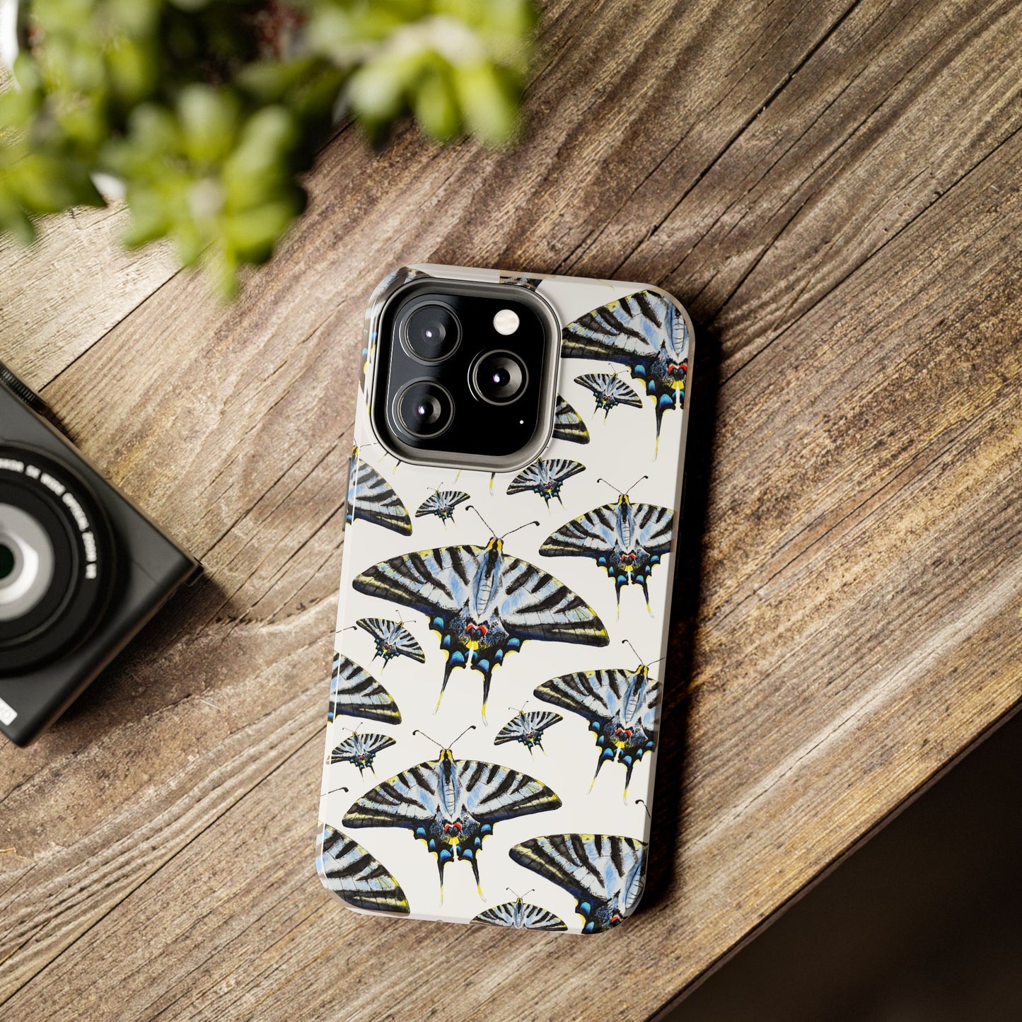 Light Blue Swallowtail Butterflies Watercolor Illustrated Pale Blue Tough Phone Case | Various Models