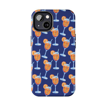 Orange & Blue Aperol Spritz Watercolor Pattern Navy Tough Case | Various Models
