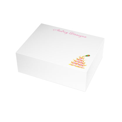 Stationery | Personalized Custom Pink Champagne Coupe Tower Watercolor Set | Flat Cards with Envelopes |Thank You Bridal Shower Bachelorette