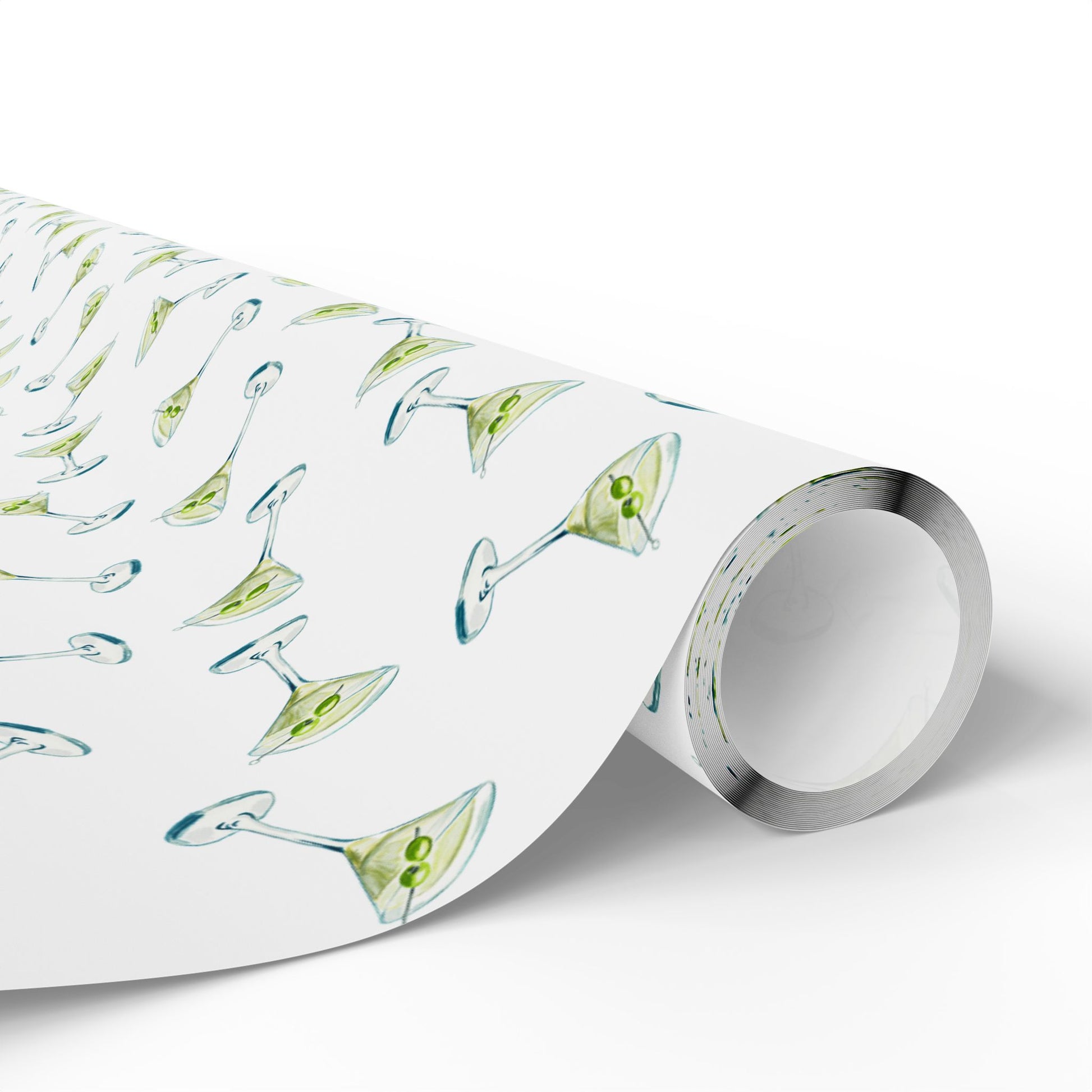 Gift Wrap | Mini Watercolor Martini Tossed Pattern | Matte or Glossy
