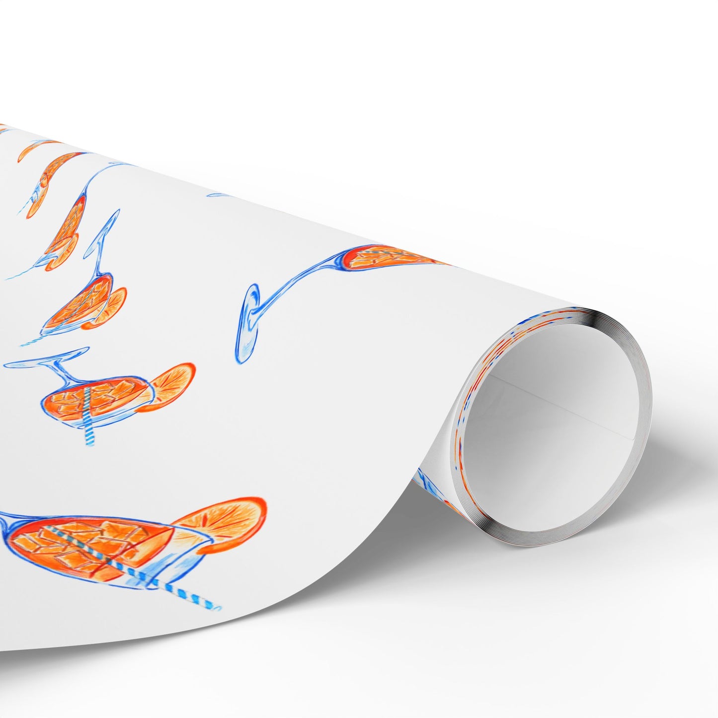Aperol Spritz Gift Wrap Tossed Pattern | Matte or Glossy