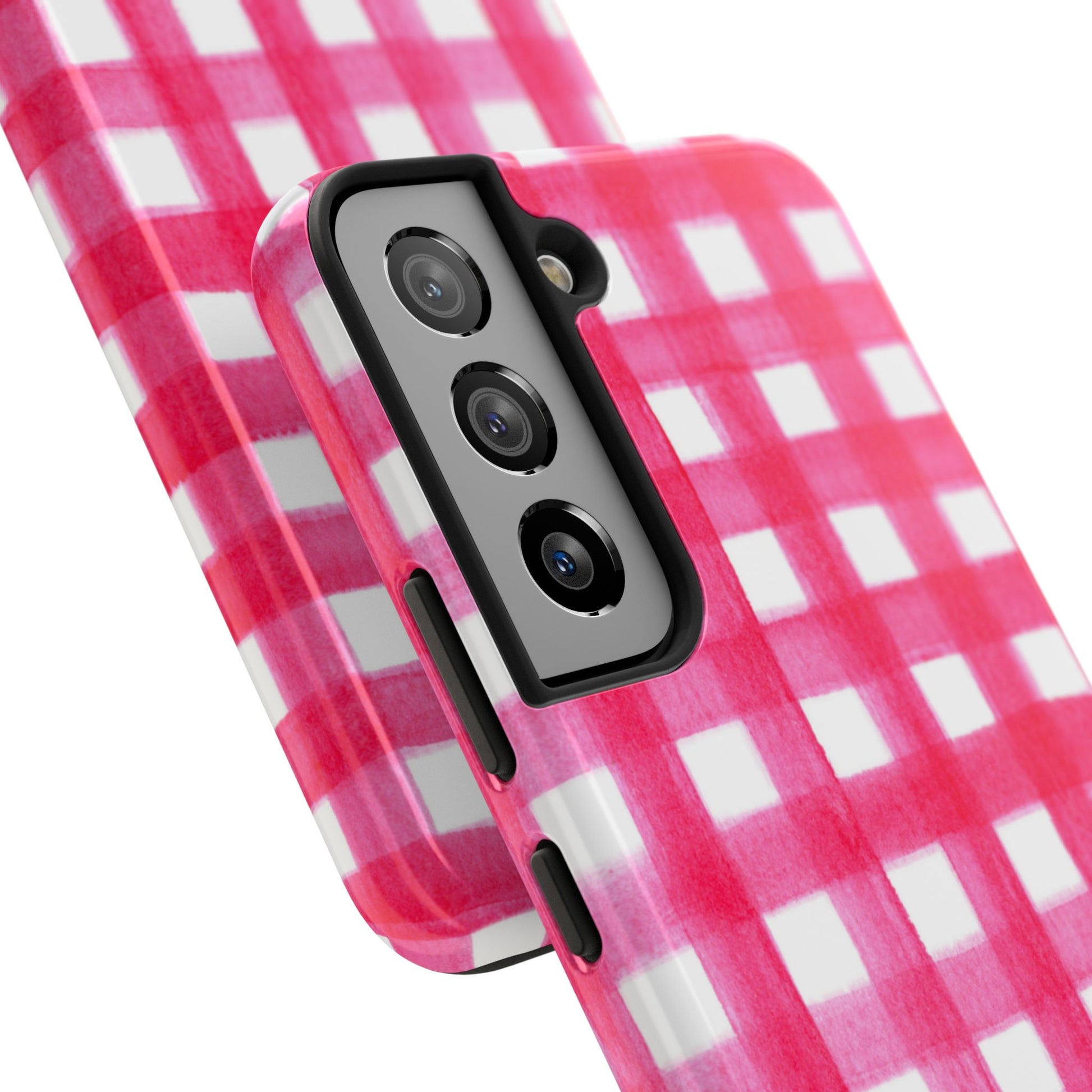 Hot Pink Gingham Watercolor Preppy Tough Phone Case | Various models