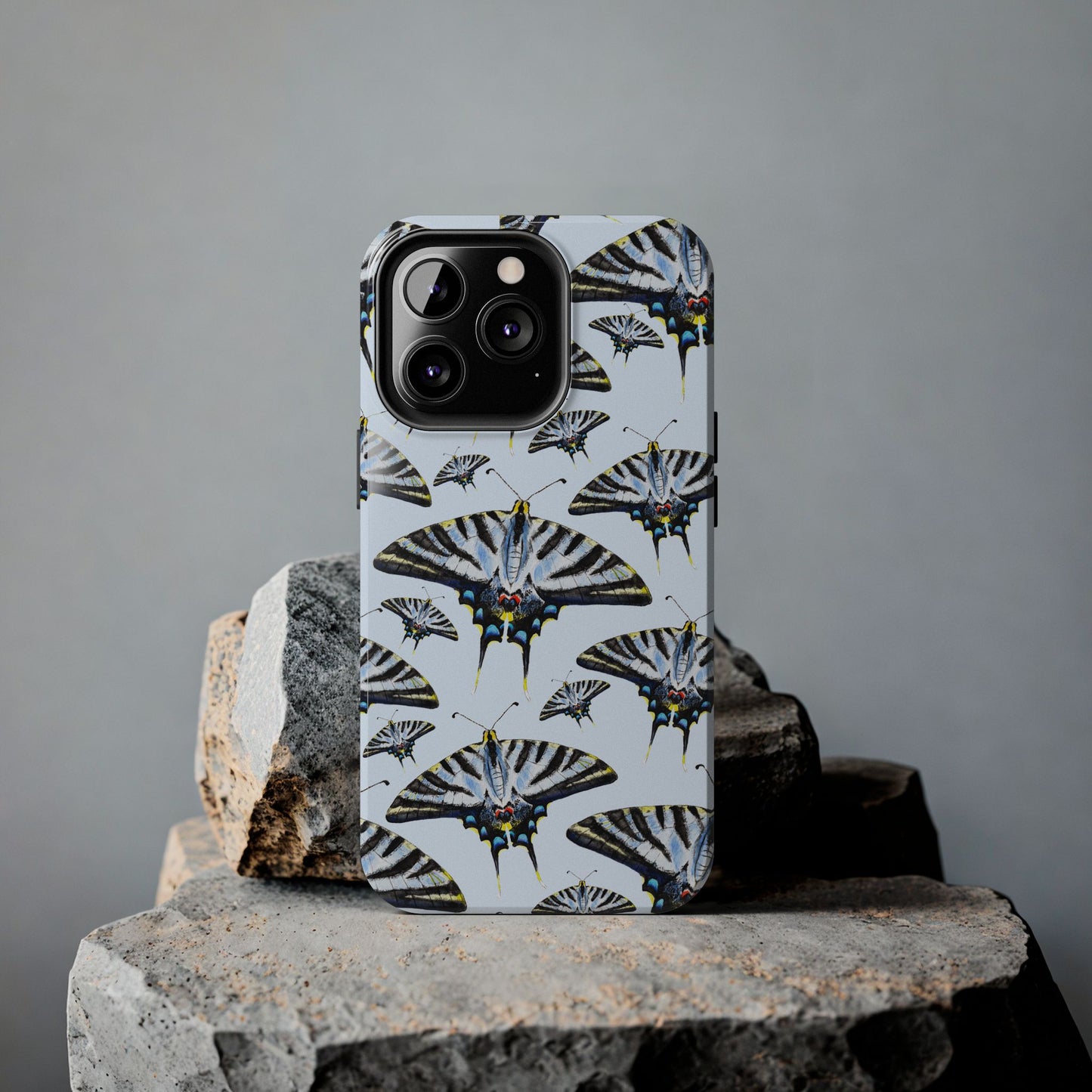 Light Blue Swallowtail Butterflies Watercolor Illustrated Pale Blue Tough Phone Case | Various Models