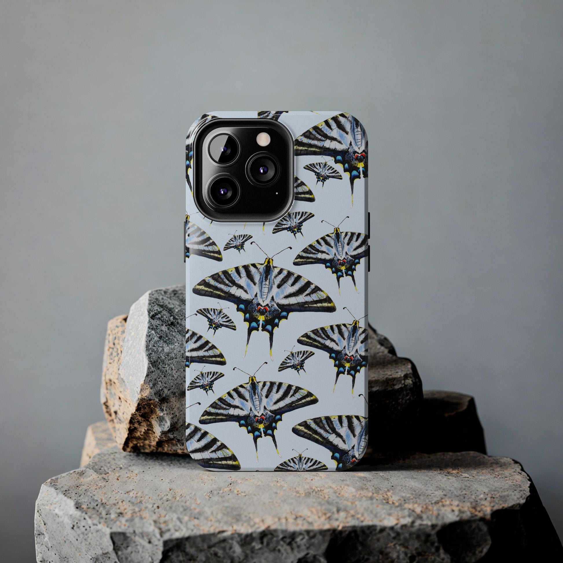 Light Blue Swallowtail Butterflies Watercolor Illustrated Pale Blue Tough Phone Case | Various Models