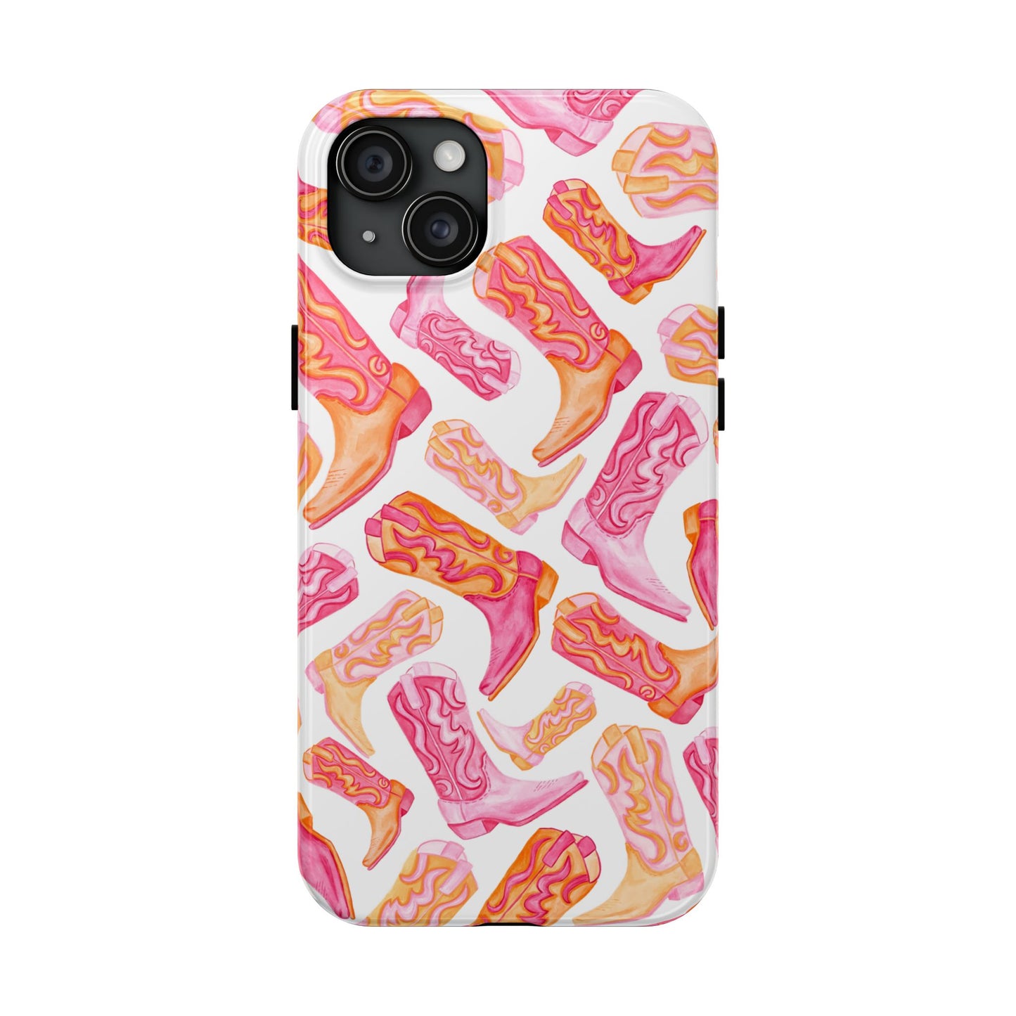Tossed Hot Pink & Orange Cowboy Boots Tough Phone Cases | Various Models Available