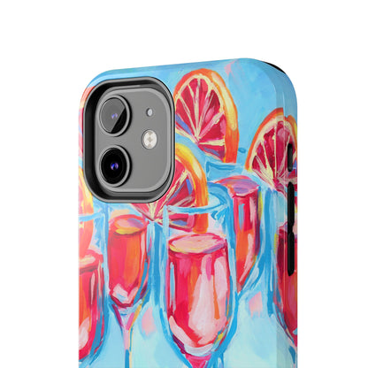 Pink Blood Orange Mimosas Blue Champagne Flute Acrylic Tough Phone Case | Various Models Available