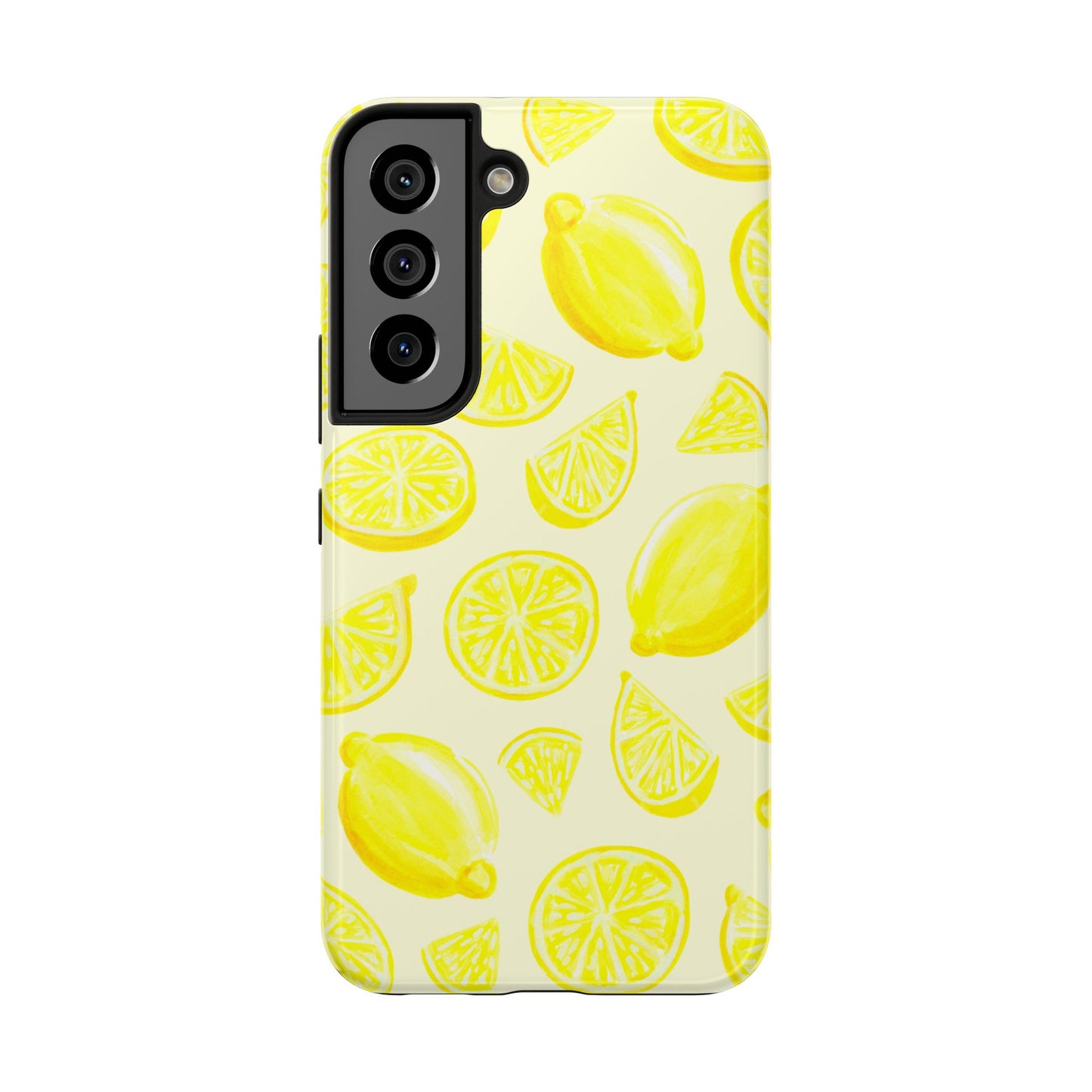 Bright Yellow Lemons Watercolor Illustrated Tossed Pattern Pale Yellow Tough Phone Case | Various Models