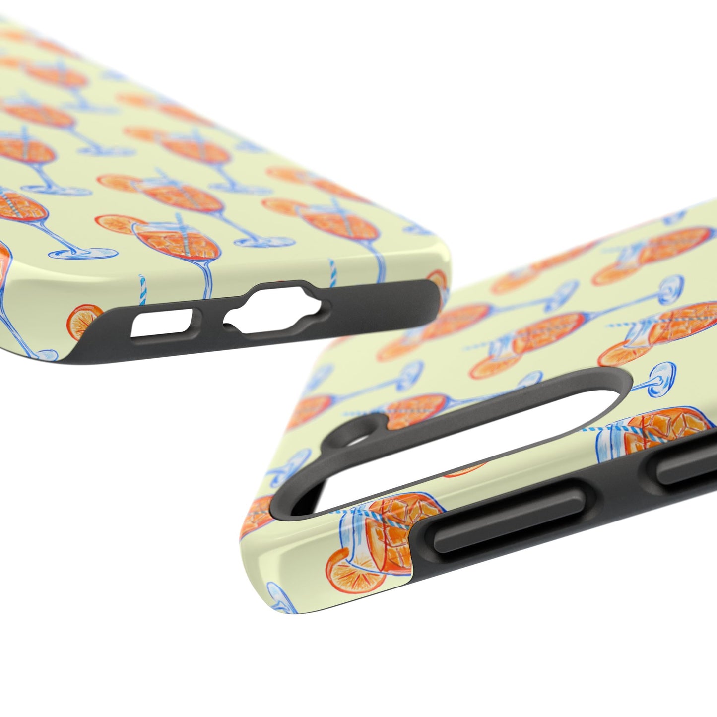 Lemon Yellow Orange & Blue Aperol Spritz Watercolor Patterned Tough Phone Case | Various Models