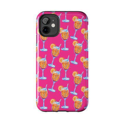 Orange & Blue Aperol Spritz Watercolor Pattern Hot Pink Phone Case | Various Models