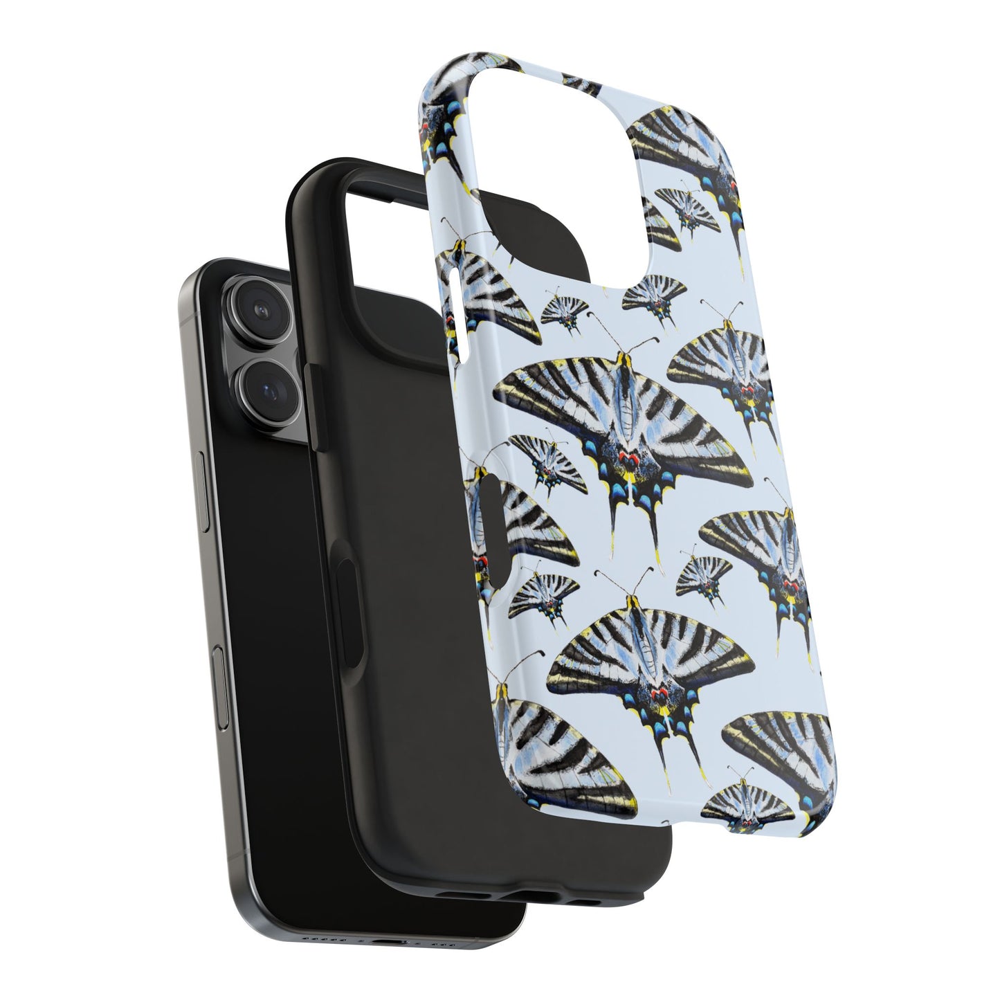 Light Blue Swallowtail Butterflies Watercolor Illustrated Pale Blue Tough Phone Case | Various Models