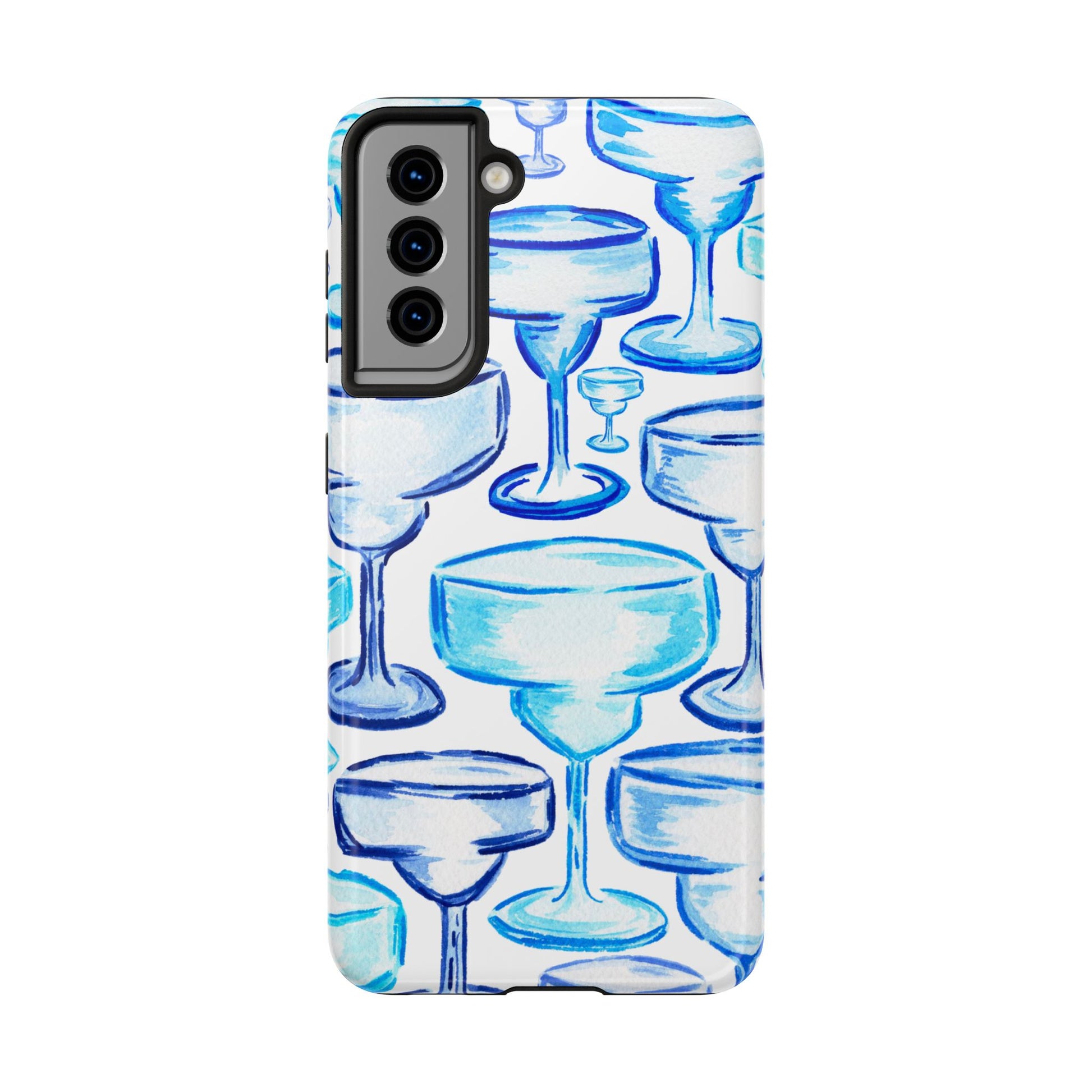 Coastal Shades of Blue Watercolor Margaritas Tough Phone Case | Various Models Available Samsung Galaxy S21