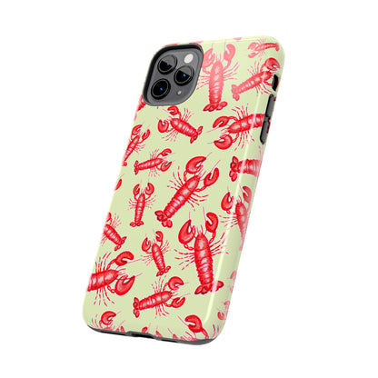 Red Lobster Watercolor Illustrated Tossed Pattern Light Yellow Tough Phone Case | Various Models
