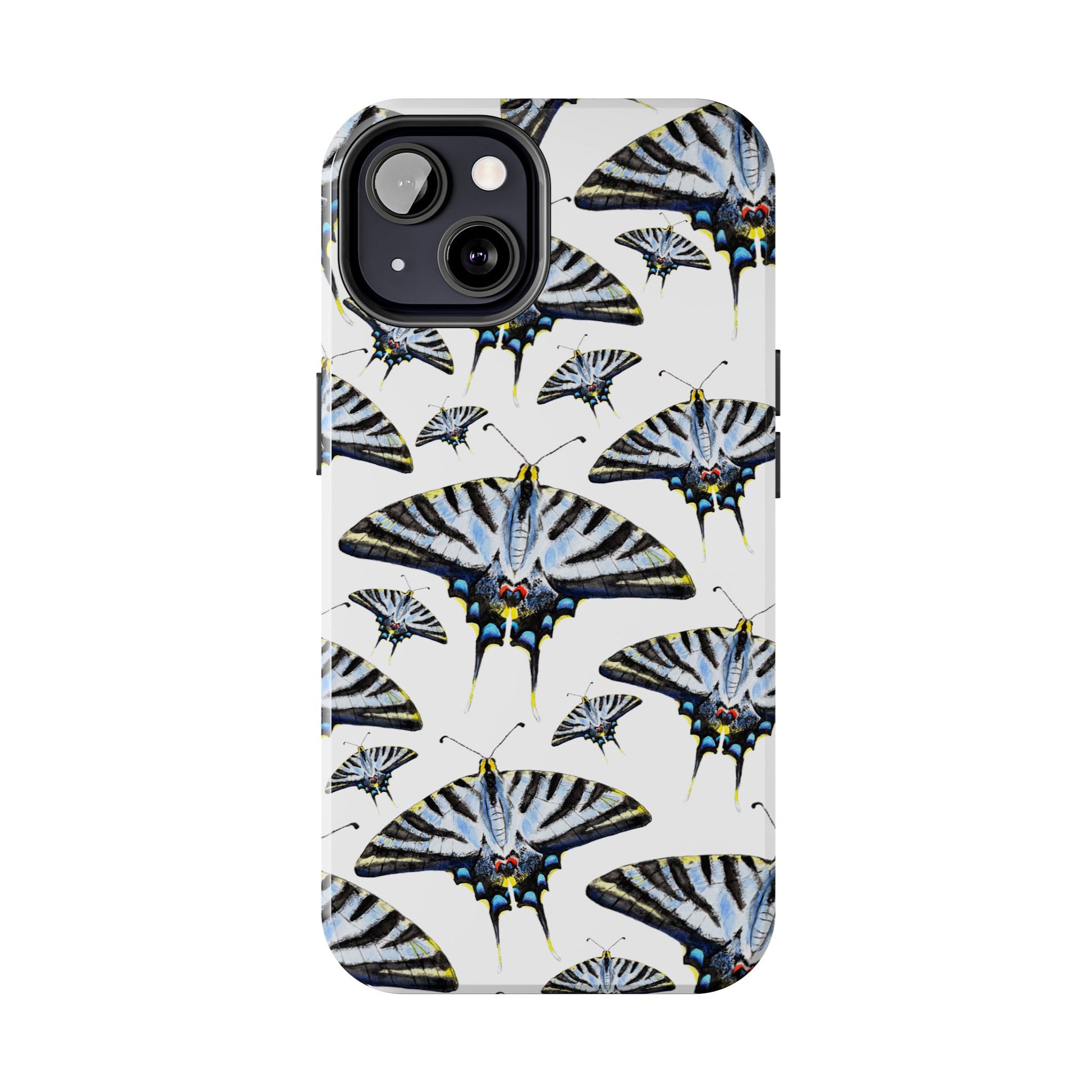 Light Blue Swallowtail Butterflies Watercolor Illustrated Pale Blue Tough Phone Case | Various Models