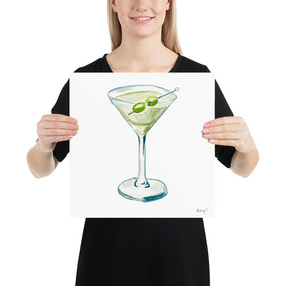 Print | Watercolor Martini Glass 14×14