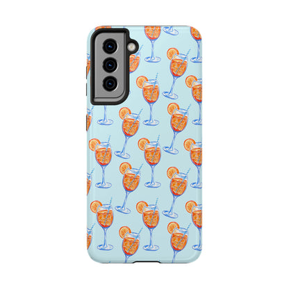 Orange & Blue Aperol Spritz Watercolor Pattern Turquoise Phone Case | Various Models Samsung Galaxy S21