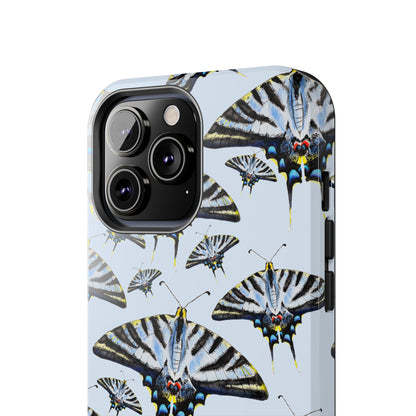 Light Blue Swallowtail Butterflies Watercolor Illustrated Pale Blue Tough Phone Case | Various Models