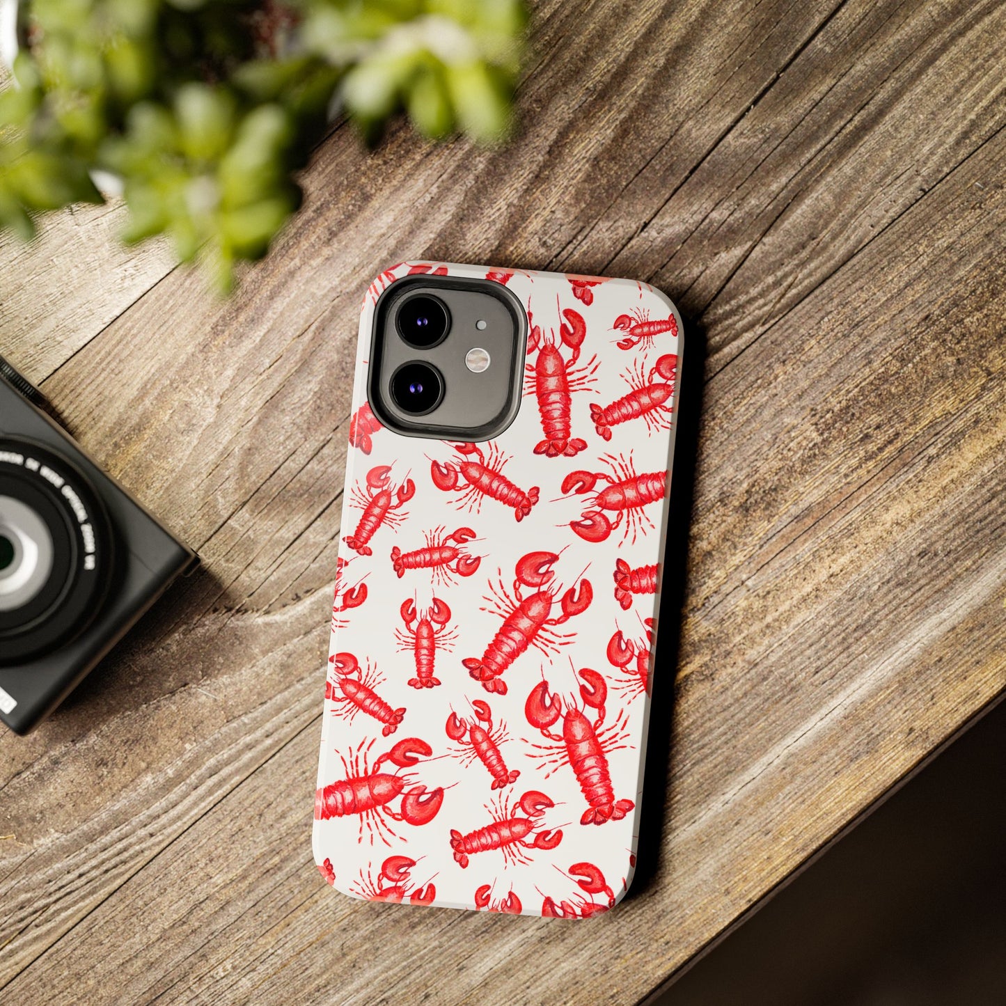 Watercolor Red Lobster Coastal Illustrated Patterned Tough Phone Case | Various Models