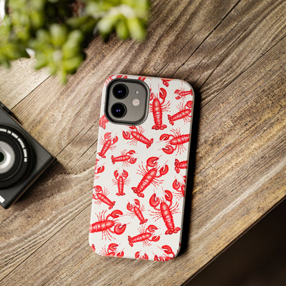 Watercolor Red Lobster Coastal Illustrated Patterned Tough Phone Case | Various Models