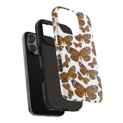 Black & Orange Butterfly Watercolor Illustrated Tossed Pattern Tough Phone Case | Various Models
