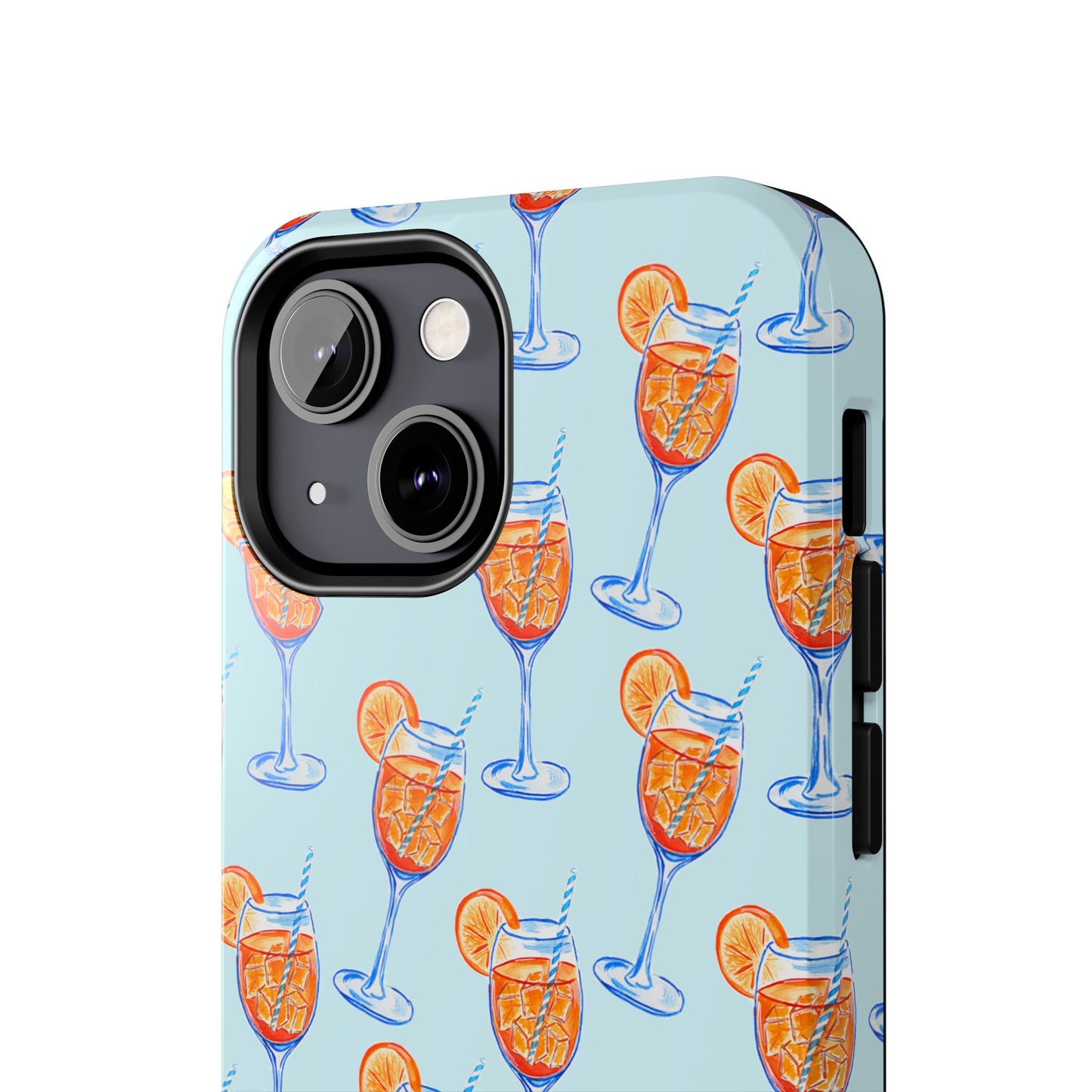 Orange & Blue Aperol Spritz Watercolor Pattern Turquoise Phone Case | Various Models