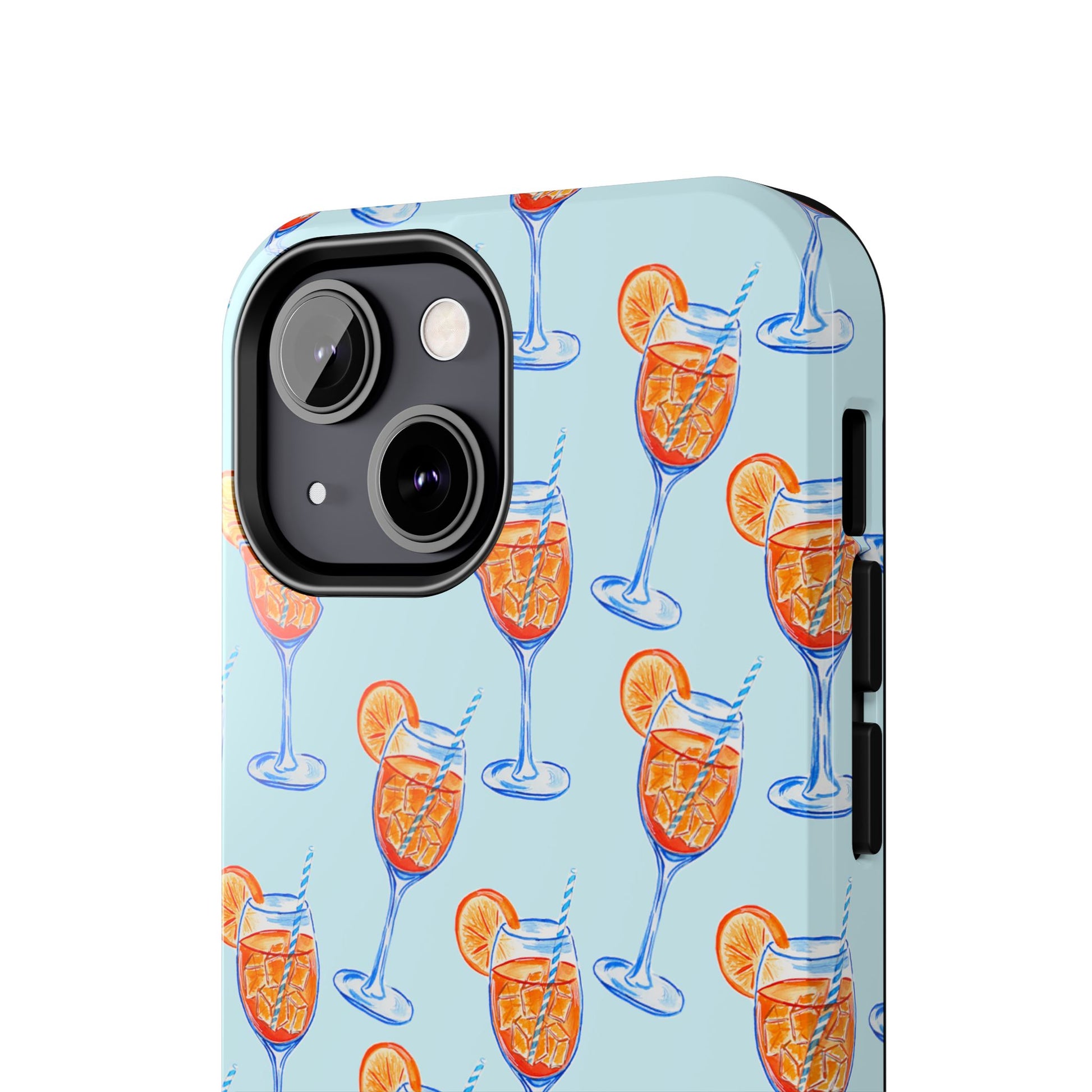 Orange & Blue Aperol Spritz Watercolor Pattern Turquoise Phone Case | Various Models