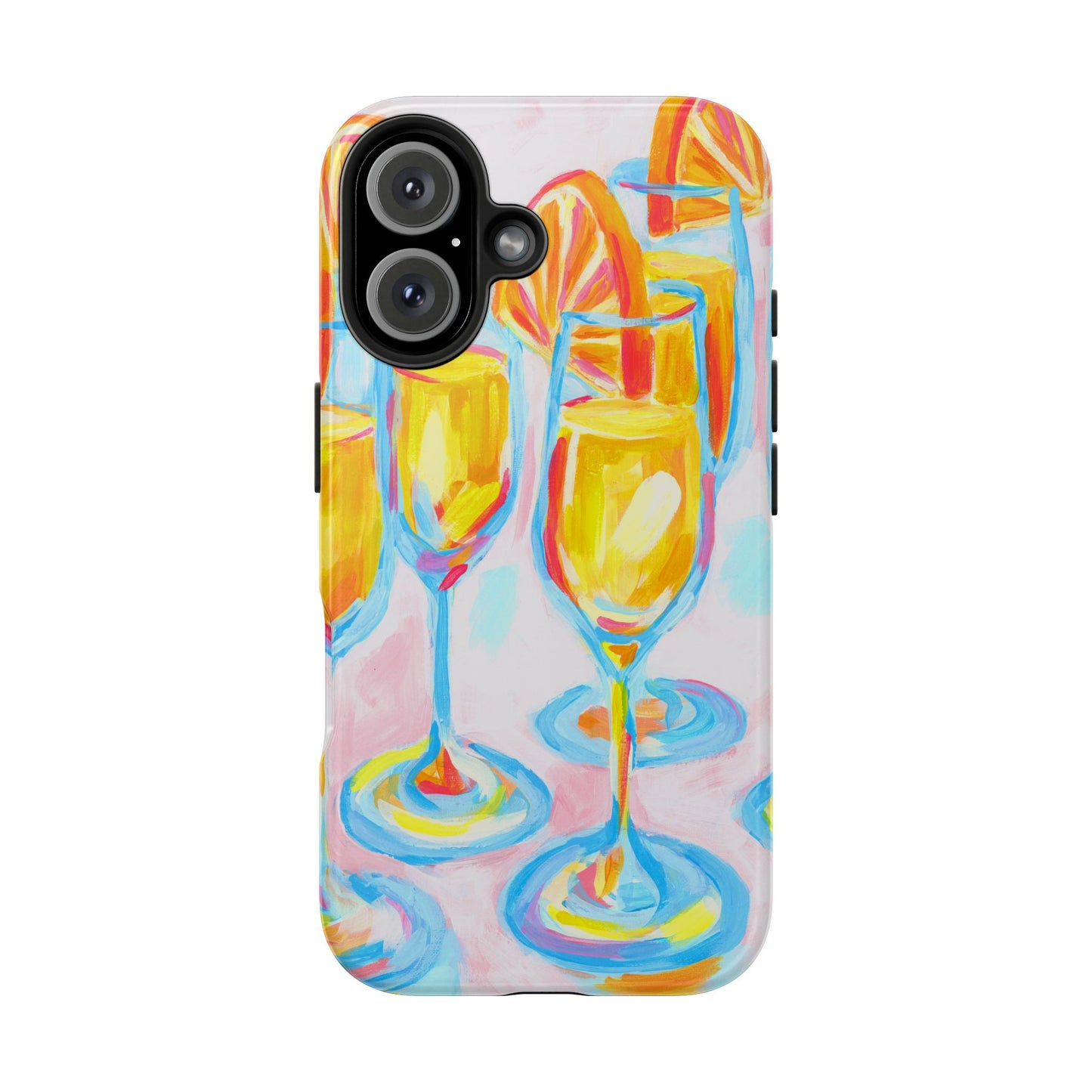 Pink Orange Mimosas Blue Champagne Flutes Abstract Acrylic Tough Phone Case | Various Models