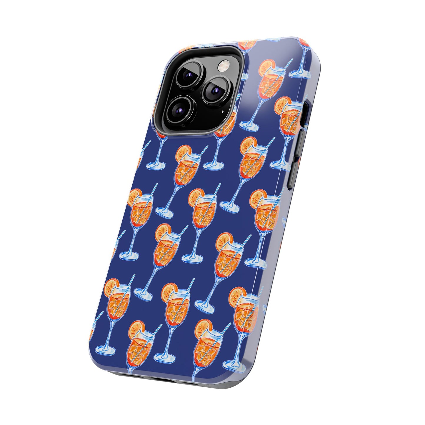 Orange & Blue Aperol Spritz Watercolor Pattern Navy Tough Case | Various Models