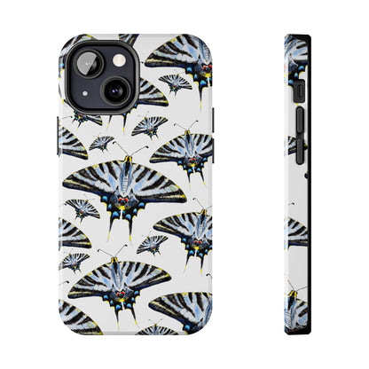 Light Blue Swallowtail Butterflies Watercolor Illustrated Pale Blue Tough Phone Case | Various Models iPhone 13 Mini