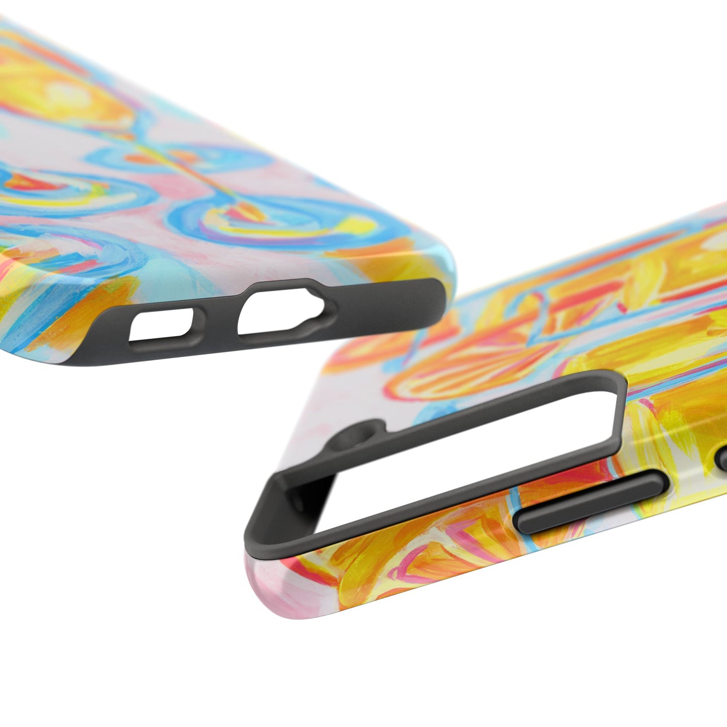Pink Orange Mimosas Blue Champagne Flutes Abstract Acrylic Tough Phone Case | Various Models