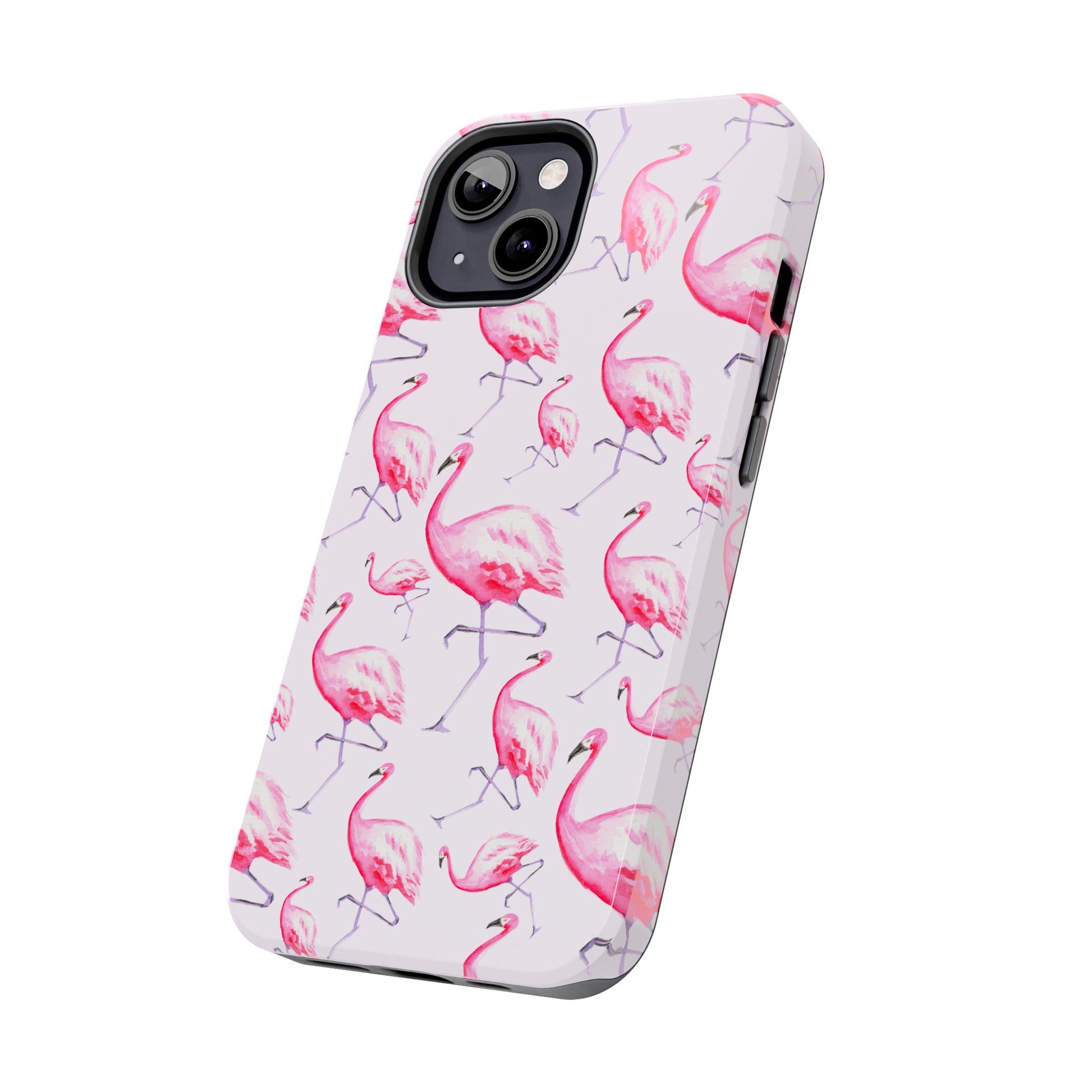 Pink Flamingos Watercolor Illustrated Tossed Pattern Blush Phone Case | Various Models