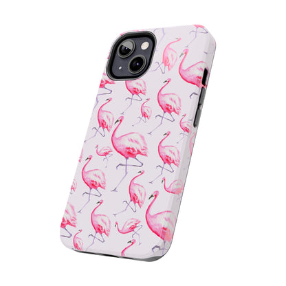 Pink Flamingos Watercolor Illustrated Tossed Pattern Blush Phone Case | Various Models