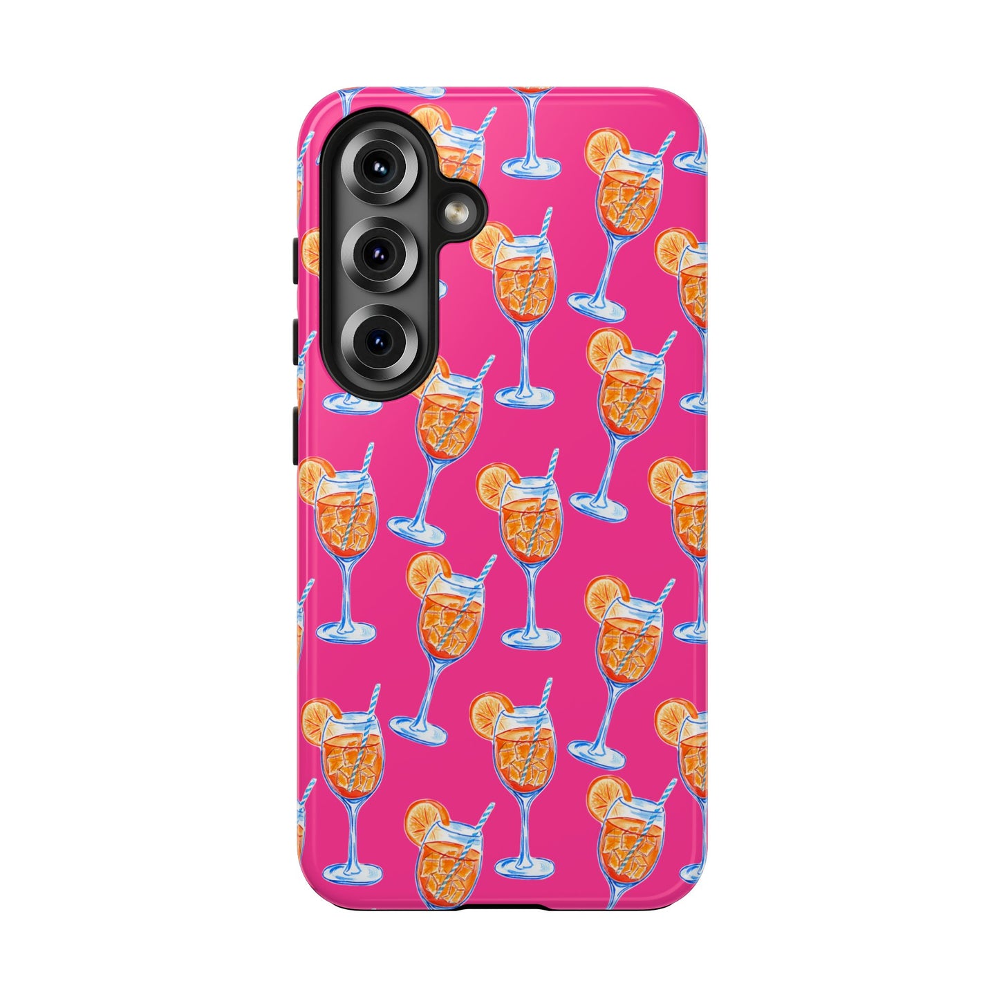 Orange & Blue Aperol Spritz Watercolor Pattern Hot Pink Phone Case | Various Models Samsung Galaxy S25